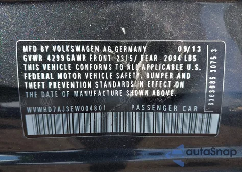 2014 Volkswagen Gti Wolfsburg Edition z USA, uszkodzony, nr VIN WVWHD7AJ3EW004801